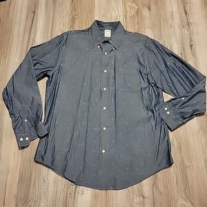 Brooks Brothers Shirt Mens 2 Regent Fit Blue Anchor AOP Long Sleeve Button Up